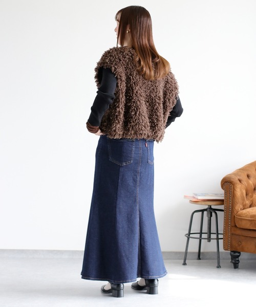 cepo（セポ）の「【美脚＆細見えシルエット♪】マーメイドデニムスカート（デニムスカート・レディース・ブルー系1/ワンウォッシュ/ブルー系2・S/M/L）」の6枚目の写真