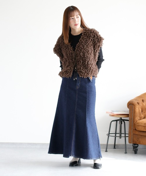 cepo（セポ）の「【美脚＆細見えシルエット♪】マーメイドデニムスカート（デニムスカート・レディース・ブルー系1/ワンウォッシュ/ブルー系2・S/M/L）」の4枚目の写真