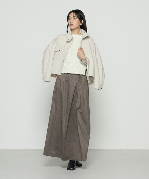 Gabardine K.T（ギャバジンケーティー）の「ポリスエード ラップ風スカート（スカート・レディース・キナリ/カーキ/ブラック・9号/7号）」の10枚目の写真