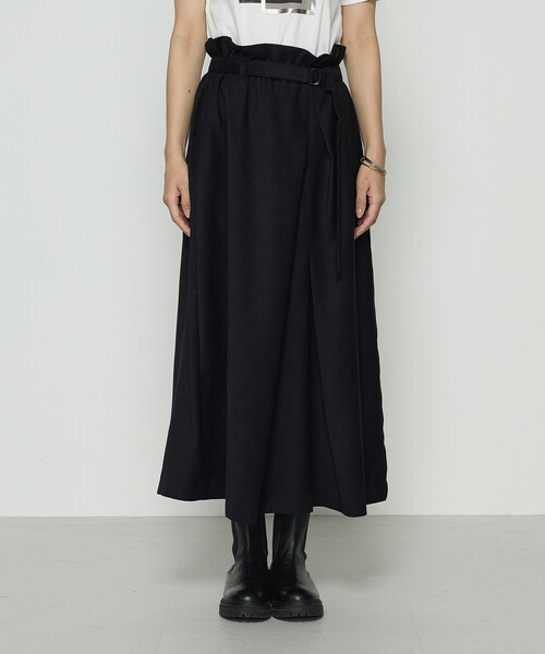 Gabardine K.T（ギャバジンケーティー）の「ポリスエード ラップ風スカート（スカート・レディース・キナリ/カーキ/ブラック・9号/7号）」の13枚目の写真