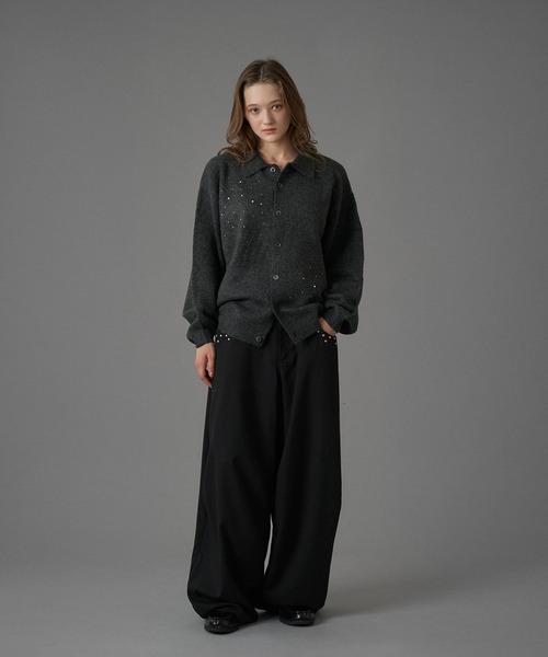 ONCILY(オンシェリー)の「RHINESTONE KNIT POLO CARDIGAN / ラインストーンニットポロカーディガン(カーディガン/ボレロ・メンズ・チャコールグレー/ブルー・SMALL/MEDIUM/LARGE)」の16枚目の写真
