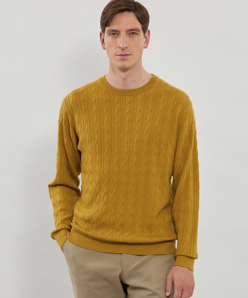 MACKINTOSH LONDON（マッキントッシュ ロンドン）の「【WEB・一部店舗限定】ハイゲージケーブルクルーネックニット（ニット/セーター・メンズ・ネイビー/オフホワイト/イエロー系その他2/グレー系その他/ブルー系その他2・M/L/XL）」の5枚目の写真