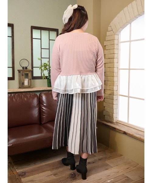 Re-J&SUPURE(リジェイアンドスプル)の「【大きいサイズ】【Komachiコラボ】ストライプニットスカート(スカート・レディース・マスタード/ワインレッド/ブラック・XXXX-LARGE/XXX-LARGE/XX-LARGE)」の13枚目の写真