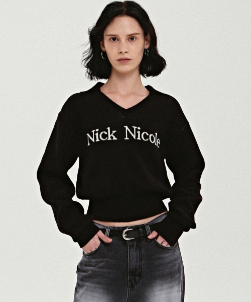 NICK&NICOLE(ニックアンドニコール)の「NICOLE COLOR BLOCK COLLAR KNIT_BLACK(ニット/セーター・レディース・その他・FREE)」の1枚目の写真