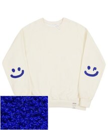 [UNISEX]エルボーブックル刺繍スマイル描画マンツーマン_クリーム