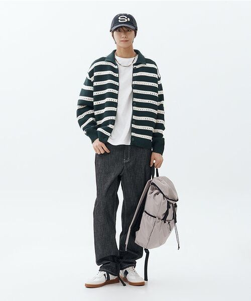 NODU（ノードユー）の「スカシストライプカラー ニットカーディガン [グリーン]（カーディガン/ボレロ・メンズ・その他・MEDIUM/LARGE）」の8枚目の写真