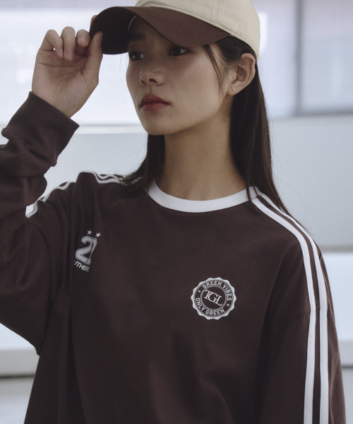 THE GREEN LAB（ザグリーンラボ）の「サッカーフットボール配色長袖Tシャツ[ブラウン]（Tシャツ/カットソー・メンズ・その他・SMALL）」の2枚目の写真