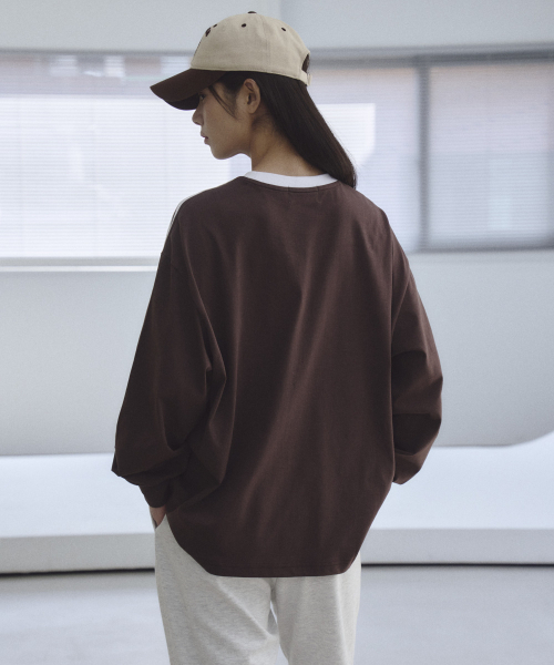 THE GREEN LAB（ザグリーンラボ）の「サッカーフットボール配色長袖Tシャツ[ブラウン]（Tシャツ/カットソー・メンズ・その他・SMALL）」の7枚目の写真