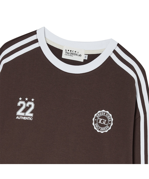 THE GREEN LAB（ザグリーンラボ）の「サッカーフットボール配色長袖Tシャツ[ブラウン]（Tシャツ/カットソー・メンズ・その他・SMALL）」の9枚目の写真