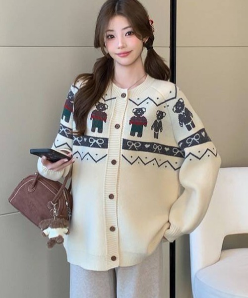 セール】【portulaca】クマニットカーデ（カーディガン/ボレロ）｜almo