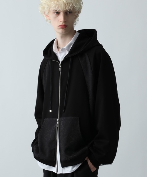 HARE(ハレ)の「ジャガードキリカエZIPパーカー(HARE)(パーカー・メンズ・ネイビー/グリーン/ブラック・FREE)」の1枚目の写真