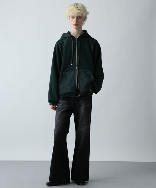 HARE(ハレ)の「ジャガードキリカエZIPパーカー(HARE)(パーカー・メンズ・ネイビー/グリーン/ブラック・FREE)」の6枚目の写真