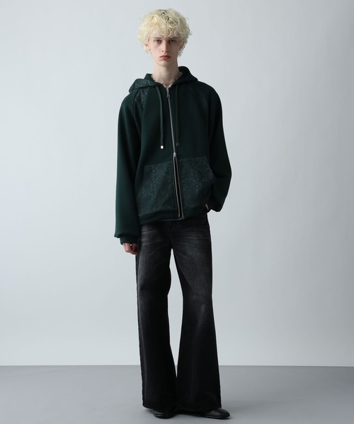 HARE(ハレ)の「ジャガードキリカエZIPパーカー(HARE)(パーカー・メンズ・ネイビー/グリーン/ブラック・FREE)」の7枚目の写真