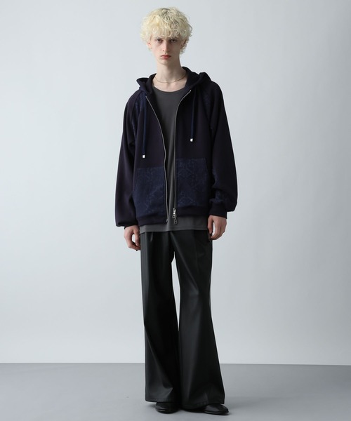 HARE(ハレ)の「ジャガードキリカエZIPパーカー(HARE)(パーカー・メンズ・ネイビー/グリーン/ブラック・FREE)」の8枚目の写真