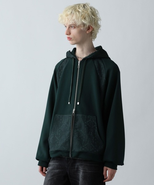 HARE(ハレ)の「ジャガードキリカエZIPパーカー(HARE)(パーカー・メンズ・ネイビー/グリーン/ブラック・FREE)」の13枚目の写真