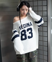 WEGO/フラッフィー2WAYグラフィックワンショルBIGニット