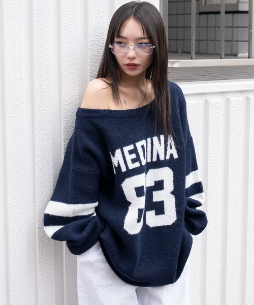 セール】WEGO/フラッフィー2WAYグラフィックワンショルBIGニット
