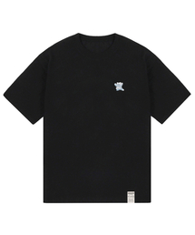 [ユニセックス]スモール クラウド ベアスマイル 半袖Tシャツ_ブラック