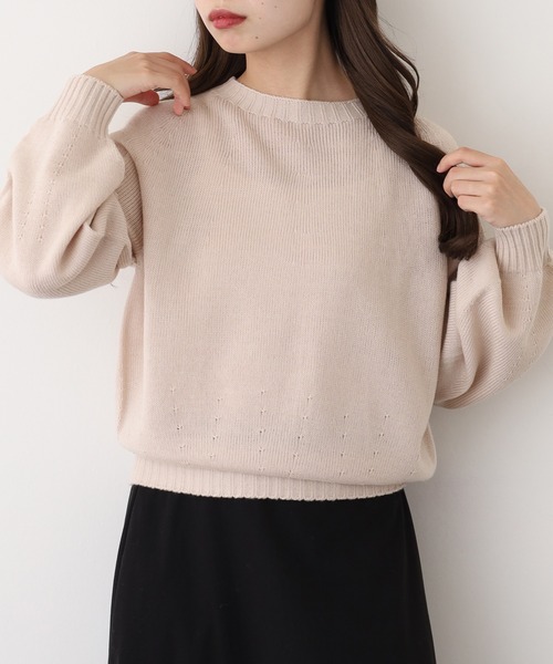 BRODIAEA(ブローディア)の「BRODIAEA ホールガーメントベーシック二ット(ニット/セーター・レディース・ベージュ/ターコイズブルー/ブラック/マスタード/グレー/チェリーレッド・40)」の4枚目の写真