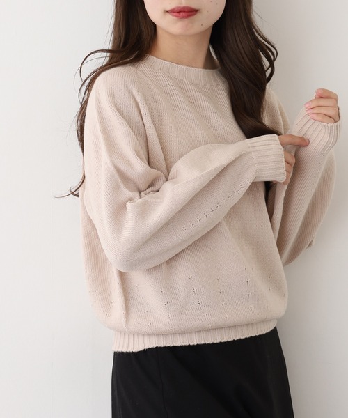 BRODIAEA(ブローディア)の「BRODIAEA ホールガーメントベーシック二ット(ニット/セーター・レディース・ベージュ/ターコイズブルー/ブラック/マスタード/グレー/チェリーレッド・40)」の22枚目の写真