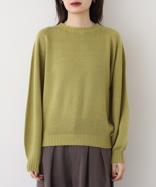BRODIAEA(ブローディア)の「BRODIAEA ホールガーメントベーシック二ット(ニット/セーター・レディース・ベージュ/ターコイズブルー/ブラック/マスタード/グレー/チェリーレッド・40)」の7枚目の写真