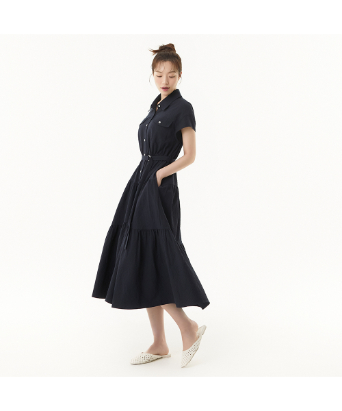 PLASTIC ISLAND(プラスティックアイランド)の「シャツ型ティアードワンピース PR2WO667(ワンピース・レディース・ネイビー・X-SMALL/MEDIUM/SMALL)」の4枚目の写真
