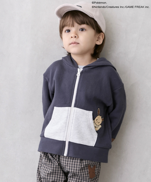 petit main（プティマイン）の「【モンポケ】ジップパーカー（パーカー・キッズ・キナリ/ネイビー・100cm/90cm/110cm/80ｃｍ/120cm）」の2枚目の写真