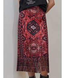 MAXZA（マージャコレクション）の「エスニックペルシャパターンフリンジプリーツロングスカート（スカート）」