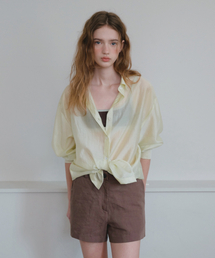 HANE（ハネ）の「[Scrunchie SET] Tencel Glow Sheer Shirt_Lime Sorbet（シャツ/ブラウス）」