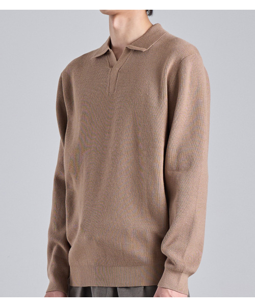 BUTTON SEOUL（ボタンソウル）の「ウールブレンドオープンカラー ニット (ベージュ)（ニット/セーター・メンズ・その他・MEDIUM/LARGE/X-LARGE）」の6枚目の写真