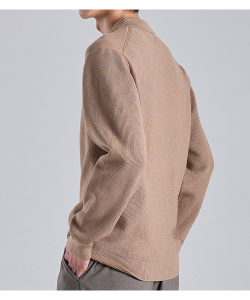 BUTTON SEOUL（ボタンソウル）の「ウールブレンドオープンカラー ニット (ベージュ)（ニット/セーター・メンズ・その他・MEDIUM/LARGE/X-LARGE）」の8枚目の写真