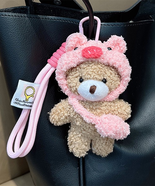 コード ストラップ付き ボア アニマル マスコット マルチチャーム