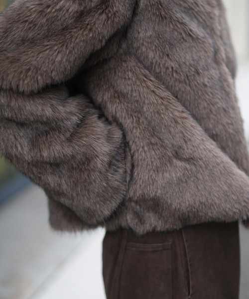 Marient（マリエント）の「ミックスフェイクファーJK（その他アウター・レディース・ブラウン/ベージュ・FREE）」の5枚目の写真