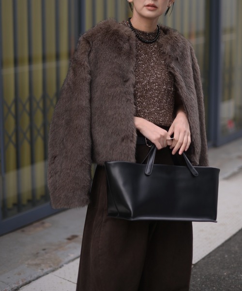 Marient（マリエント）の「ミックスフェイクファーJK（その他アウター・レディース・ブラウン/ベージュ・FREE）」の9枚目の写真