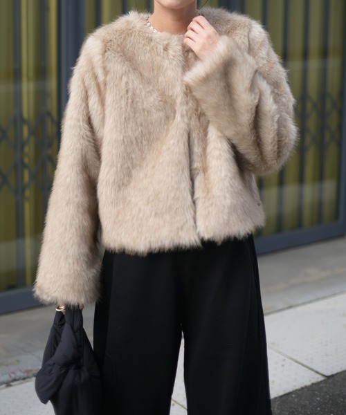 Marient（マリエント）の「ミックスフェイクファーJK（その他アウター・レディース・ブラウン/ベージュ・FREE）」の20枚目の写真