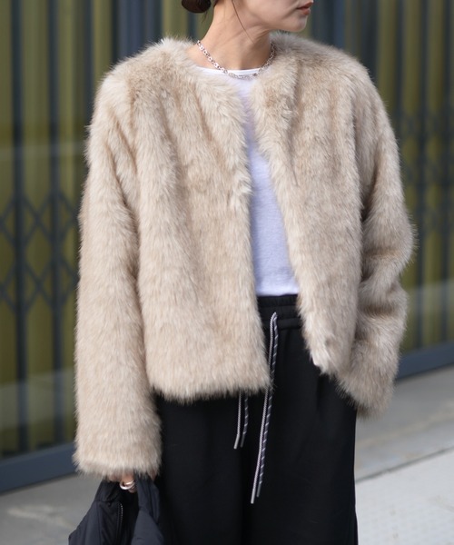 Marient（マリエント）の「ミックスフェイクファーJK（その他アウター・レディース・ブラウン/ベージュ・FREE）」の21枚目の写真