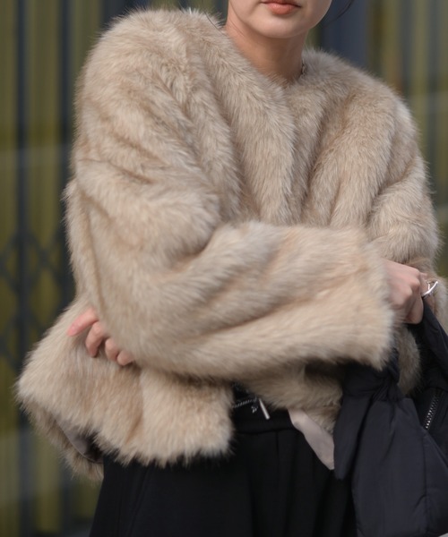 Marient（マリエント）の「ミックスフェイクファーJK（その他アウター・レディース・ブラウン/ベージュ・FREE）」の22枚目の写真