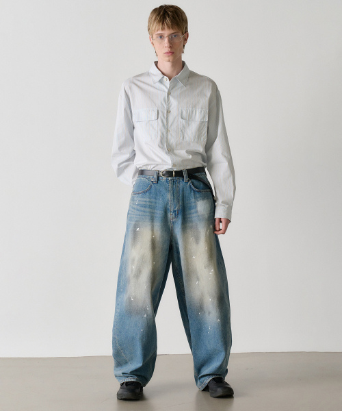 NOUN(ノウン)の「wide curved denim pants (painting blue)(デニムパンツ・メンズ・その他・1/2/0)」の10枚目の写真