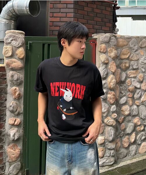 NOUN(ノウン)の「wide curved denim pants (painting blue)(デニムパンツ・メンズ・その他・1/2/0)」の4枚目の写真