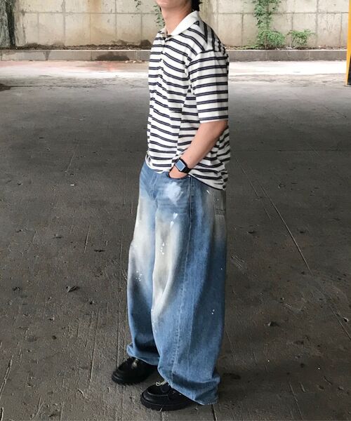 NOUN(ノウン)の「wide curved denim pants (painting blue)(デニムパンツ・メンズ・その他・1/2/0)」の18枚目の写真