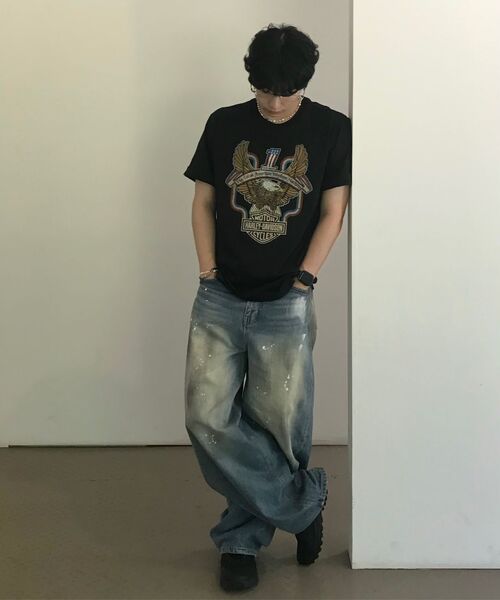 NOUN(ノウン)の「wide curved denim pants (painting blue)(デニムパンツ・メンズ・その他・1/2/0)」の19枚目の写真