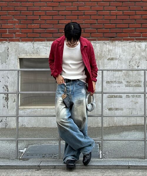 NOUN(ノウン)の「wide curved denim pants (painting blue)(デニムパンツ・メンズ・その他・1/2/0)」の20枚目の写真