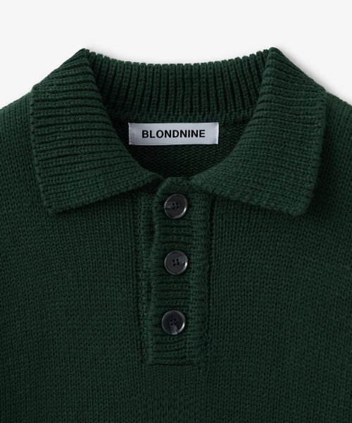 BLOND9(ブロンドナイン)の「バルキーポロニットトップ_グリーン(ニット/セーター・メンズ・グリーン・LARGE/SMALL/X-LARGE/X-SMALL)」の3枚目の写真