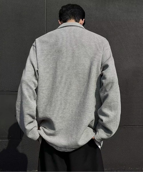 link lot(リンクロット)の「フェイクレイヤードワッフルロングスリーブポロシャツ(ポロシャツ・メンズ・ブラック/グレー・M)」の4枚目の写真