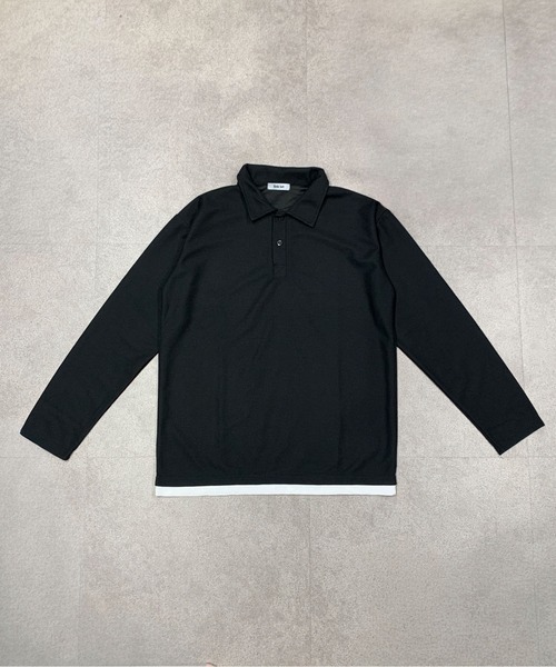 link lot(リンクロット)の「フェイクレイヤードワッフルロングスリーブポロシャツ(ポロシャツ・メンズ・ブラック/グレー・M)」の5枚目の写真