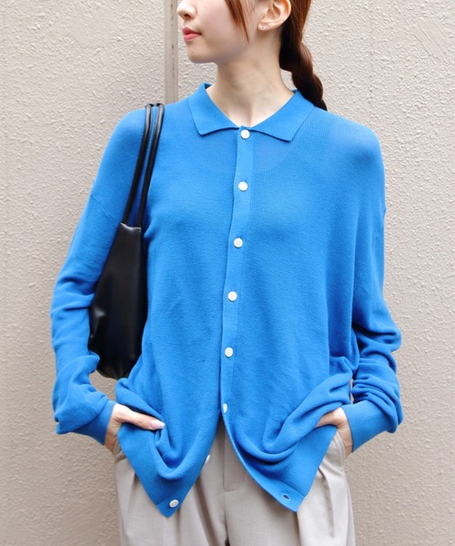 THE SHINZONE（ザ　シンゾーン）の「THE SHINZONE/シンゾーン　ポロニットカーディガン　POLO KNIT CARDIGAN　26MMSNI05（カーディガン/ボレロ・レディース・ブルー/ブラック・FREE）」の2枚目の写真