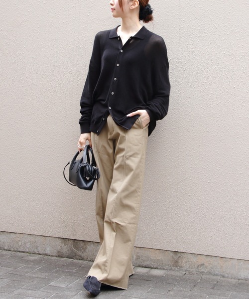 THE SHINZONE（ザ　シンゾーン）の「THE SHINZONE/シンゾーン　ポロニットカーディガン　POLO KNIT CARDIGAN　26MMSNI05（カーディガン/ボレロ・レディース・ブルー/ブラック・FREE）」の4枚目の写真