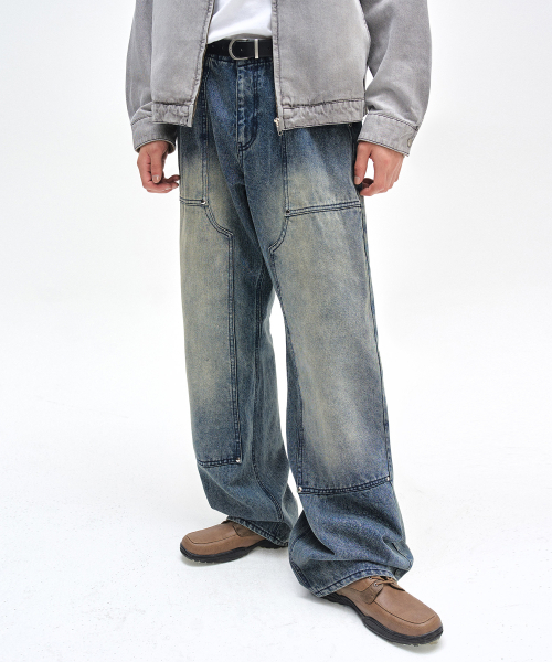 DECET(デケト)の「Double Knee Fatigue Wide Jeans DCPT052STNGRBlue(デニムパンツ・レディース・その他・26/28/30/32/34)」の3枚目の写真