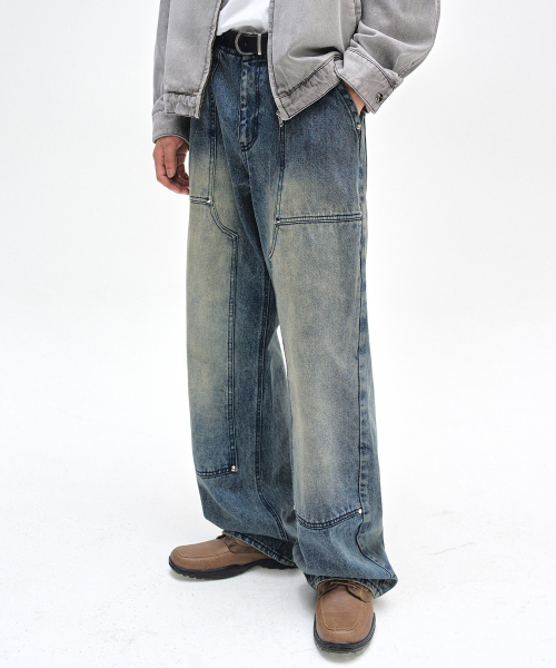 DECET(デケト)の「Double Knee Fatigue Wide Jeans DCPT052STNGRBlue(デニムパンツ・レディース・その他・26/28/30/32/34)」の4枚目の写真