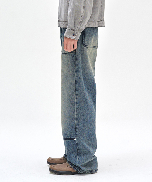 DECET(デケト)の「Double Knee Fatigue Wide Jeans DCPT052STNGRBlue(デニムパンツ・レディース・その他・26/28/30/32/34)」の6枚目の写真